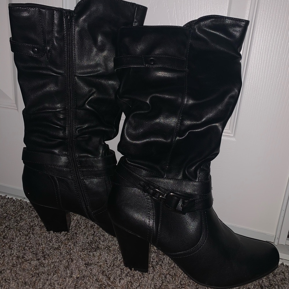 white mountain leather boot with heel